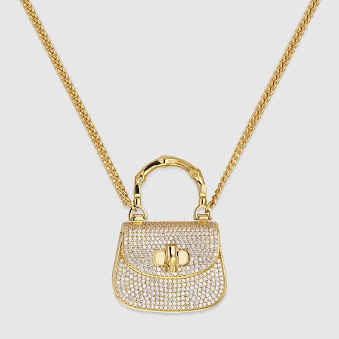 Crossbody necklace with Gucci Bamboo 1947 charm