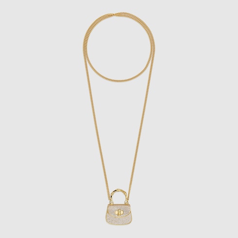Crossbody necklace with Gucci Bamboo 1947 charm