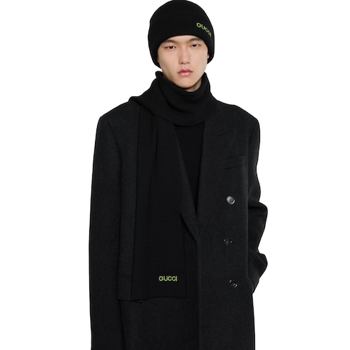 エンブロイダリー付き ウール スカーフ