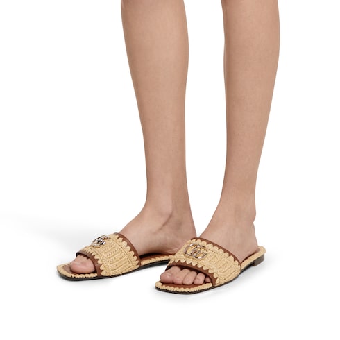 Sandalo slider donna con Doppia G
