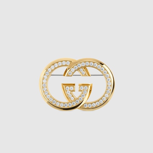 เข็มกลัด Gucci Interlocking brooch with crystals