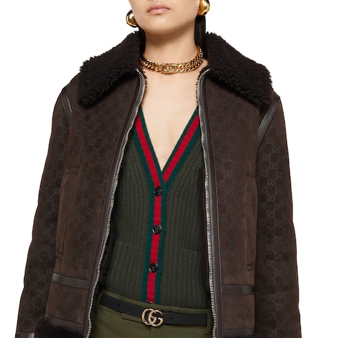 Rib felted wool cardigan vest with Web