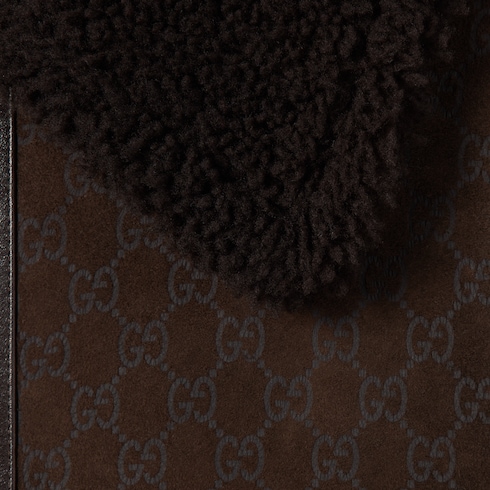Giacca in pelle scamosciata e shearling stampata