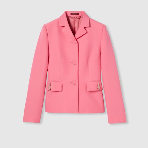 Crêpe wool silk jacket with tiger