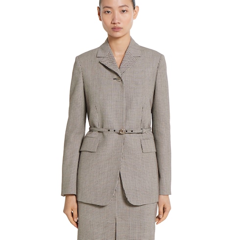 Veste en laine Vichy avec ceinture