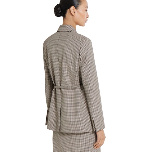 Veste en laine Vichy avec ceinture