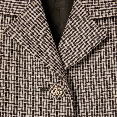 Gingham wool jacket with belt
