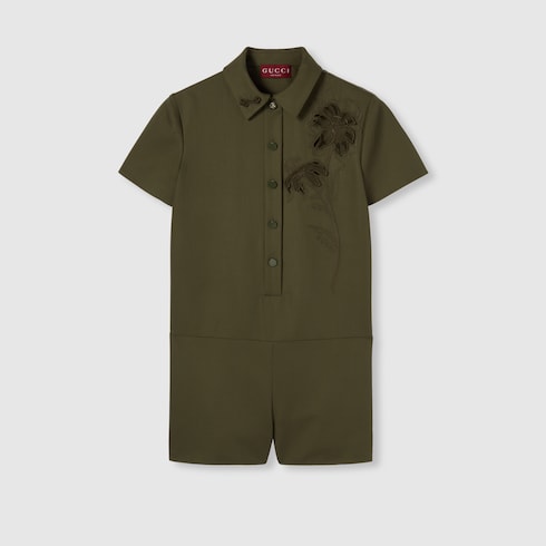 Light wool jumpsuit with embroidery