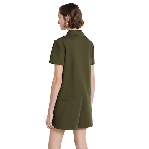 Light wool jumpsuit with embroidery