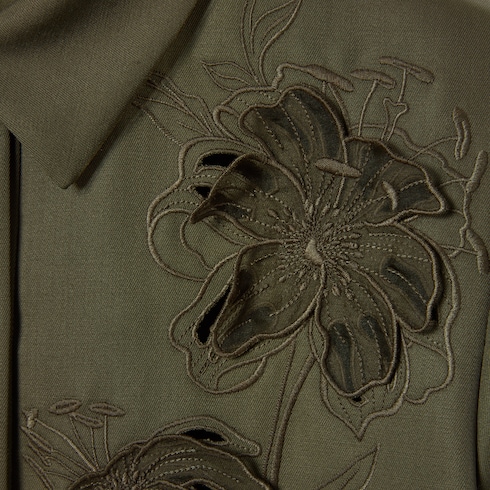 Light wool jumpsuit with embroidery
