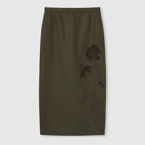 Wool mohair skirt with embroidery