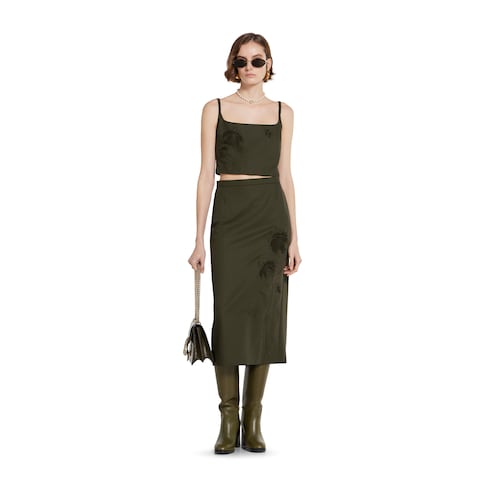 Wool mohair skirt with embroidery