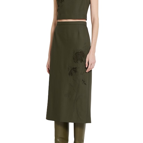 Wool mohair skirt with embroidery