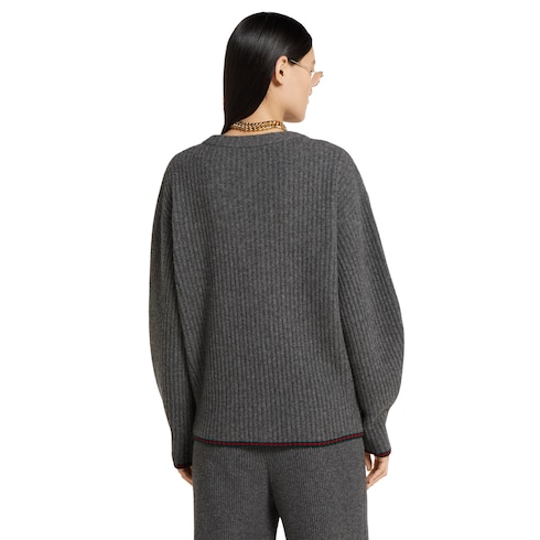 Rib felted wool cardigan with Web
