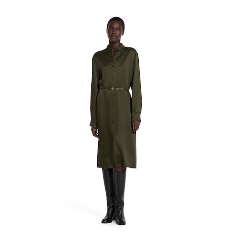 GG satin shirt dress