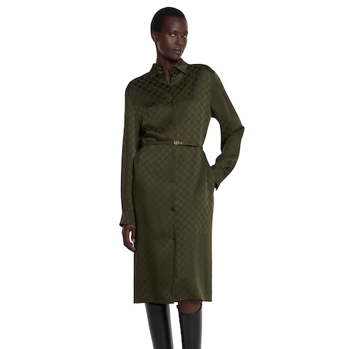 GG satin shirt dress