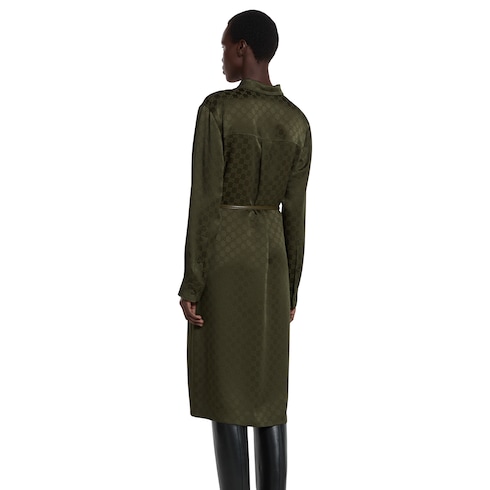 Vestido camisero de satén con GG