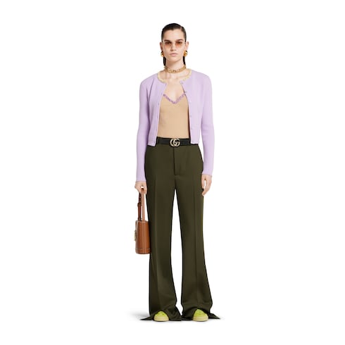 Pantalone in lana mohair con logo