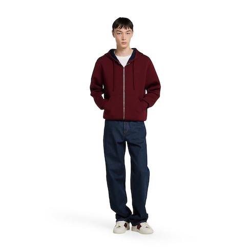 Double cotton viscose jersey zip jacket