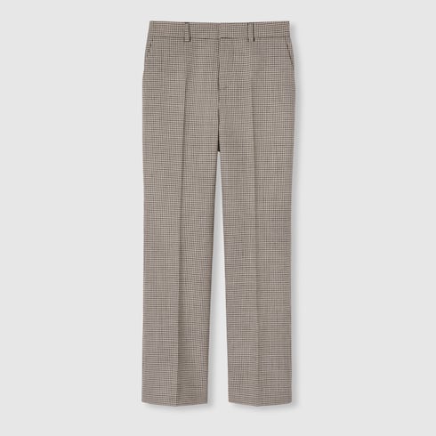 Hose aus Wolle mit Vichykaro und Stickerei