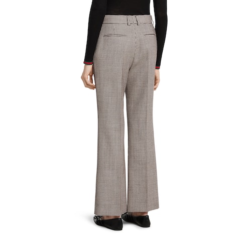 Pantalone in lana a quadretti con ricamo