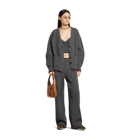 Soft rib felted wool pants