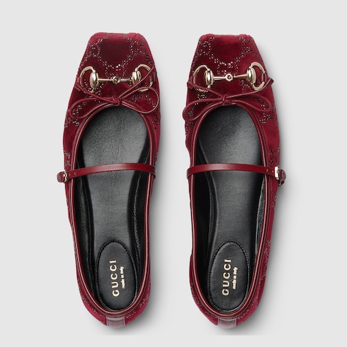 여성 GG 크리스털 구찌 홀스빗 플랫 슈즈