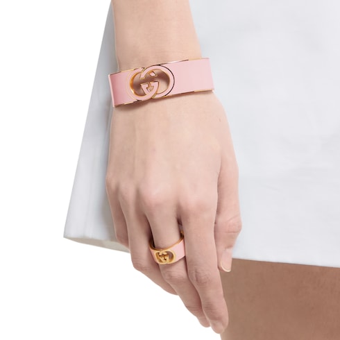 Bracelet-manchette en émail Gucci Interlocking