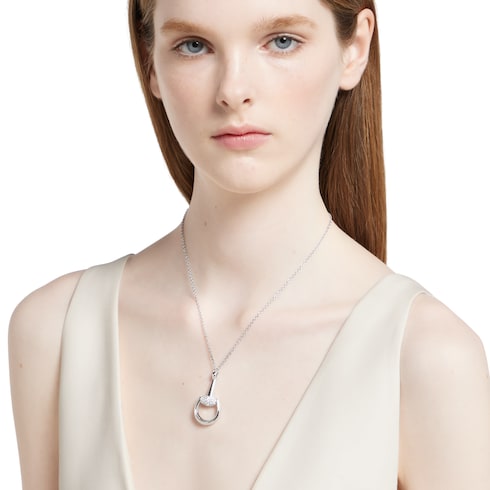Gucci Horsebit diamond 18k pendant necklace
