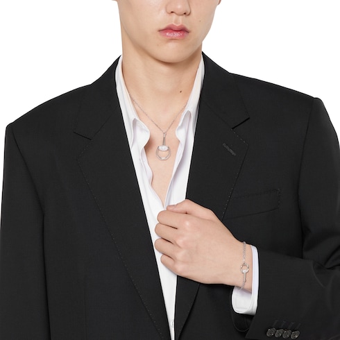 Gucci Horsebit diamond 18k pendant necklace