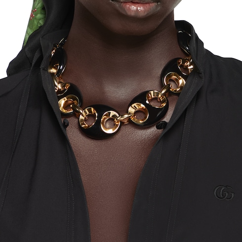 Gucci Marina Chain系列珐琅项链