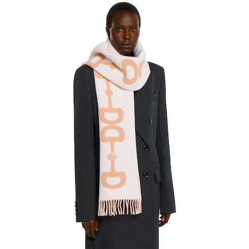 Écharpe en laine et cachemire avec intarsia