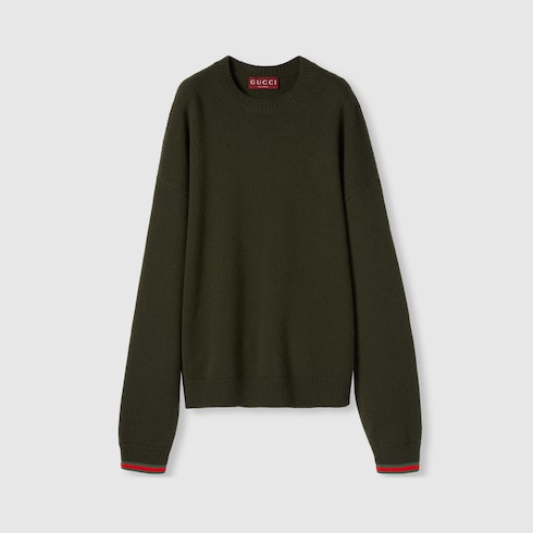 Pull en laine et cachemire avec finitions à bande Web