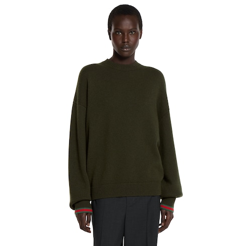 Wool cashmere sweater with Web trim
