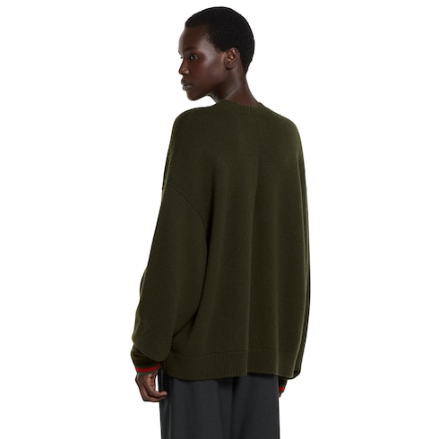 Pull en laine et cachemire avec finitions à bande Web