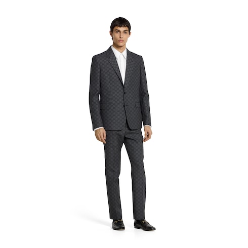GG gingham technical wool pant
