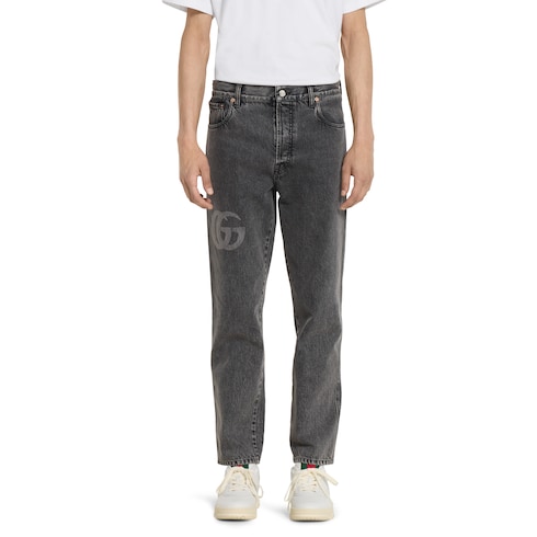 Pantalon ajusté en denim avec logo