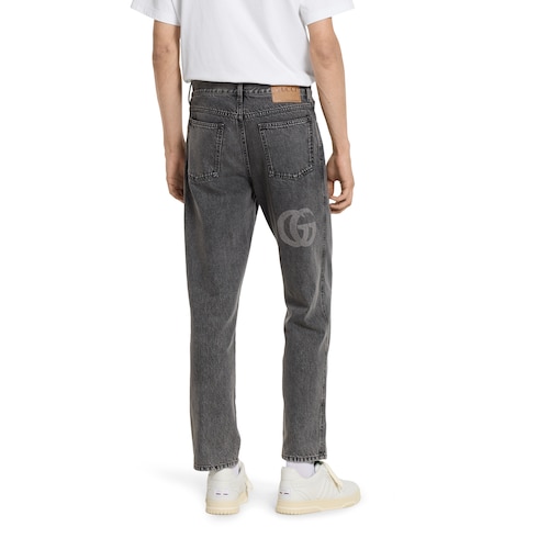 Pantalon ajusté en denim avec logo