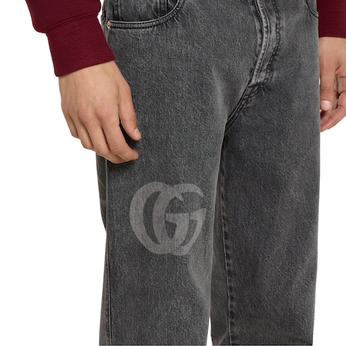 Pantalon ajusté en denim avec logo