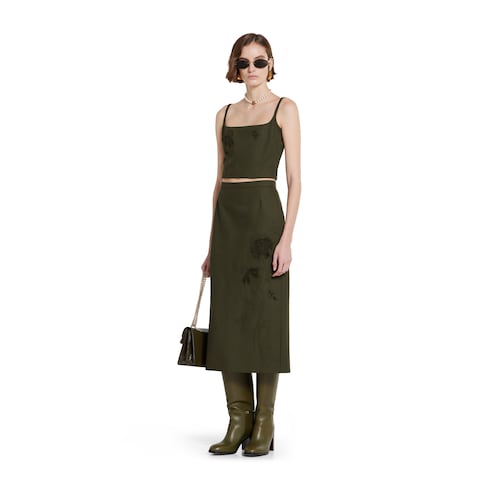 Top in lana mohair con ricamo