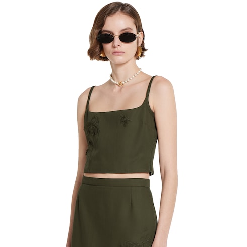 Wool mohair top with embroidery