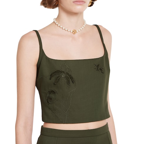 Wool mohair top with embroidery