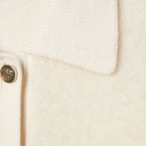 Wool bouclé polo cardigan