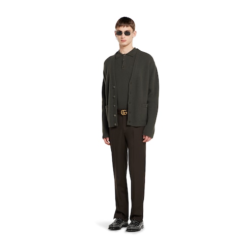 Pantalon en gabardine de laine avec logo