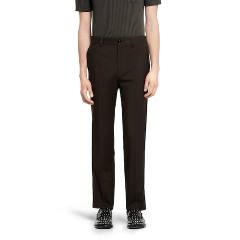 Pantalon en gabardine de laine avec logo