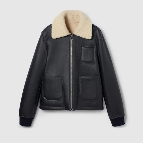 Shearling jacket with nappa finishing