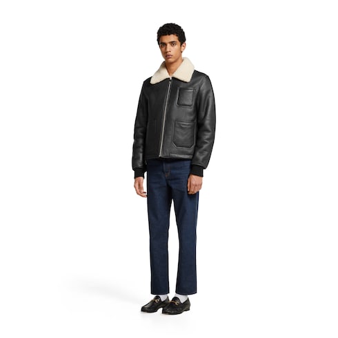 Shearling jacket with nappa finishing