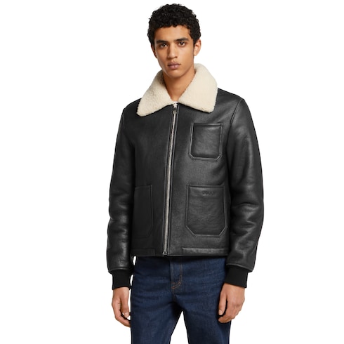 Shearling jacket with nappa finishing