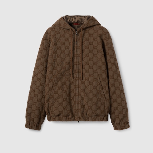 Chaqueta de rizo con GG y cremallera