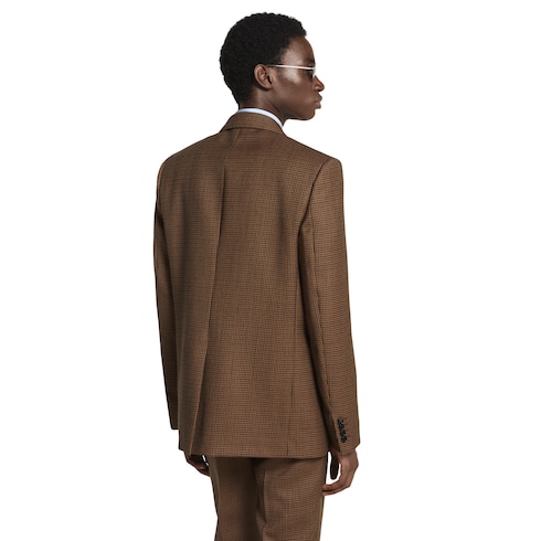 Veste en laine à imprimé pied de poule à double boutonnage